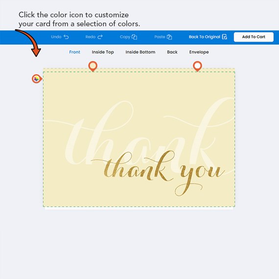 thank you card design with elegant script and gold text