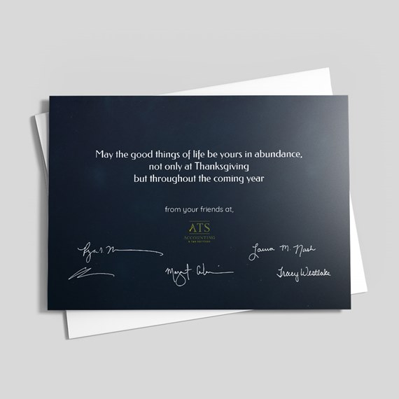 greeting card with customizable text area and logo placeholder