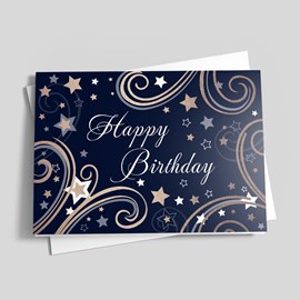 Blue Swirly Stars Birthday