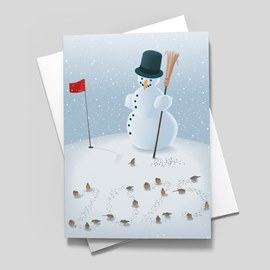 Snowman's Birdies Holiday Card