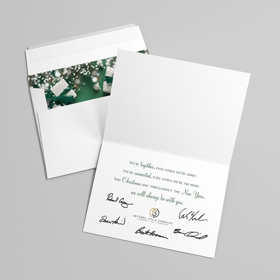 Green Gifts Christmas Card