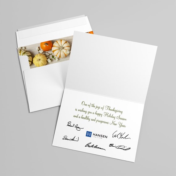 greeting card with pumpkin design and customizable text area
