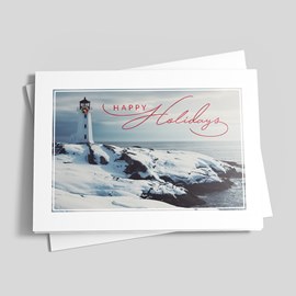 Winter Lighthouse Holiday Card