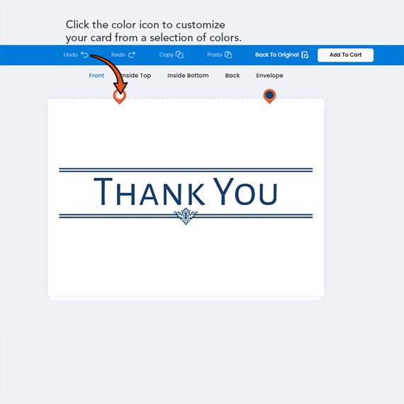 thank you card design with text and decorative lines