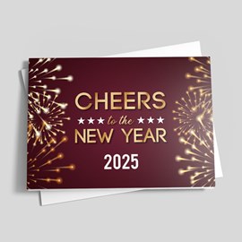 Burgundy Flames New Year Card