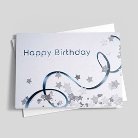 Silver Stars Birthday Card