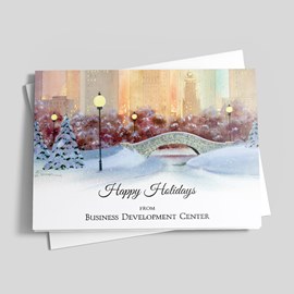 Winter City Bridge Holiday Card