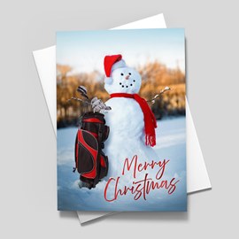 Snowman on the Course Christmas Card