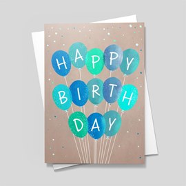 Turquoise Balloons Birthday Card