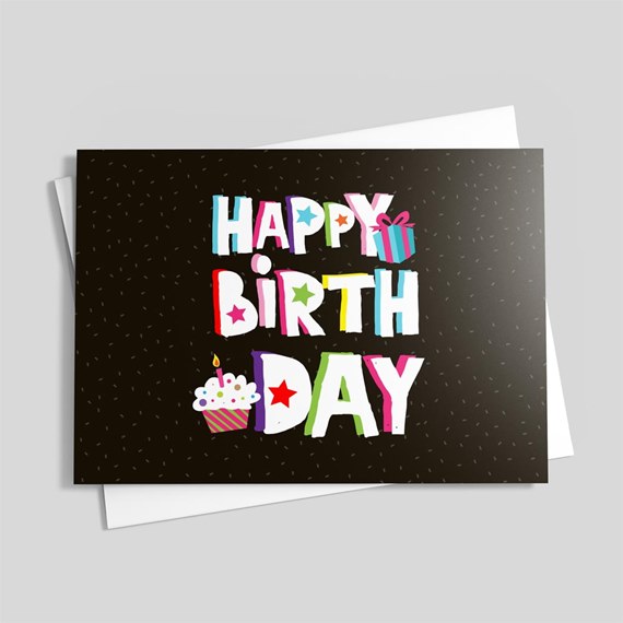 Vibrant Letters Birthday Card
