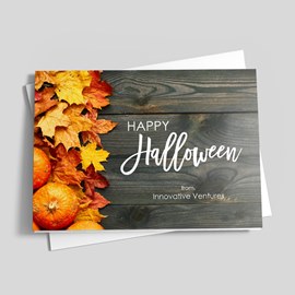 Pumpkins and Leaves Halloween Card