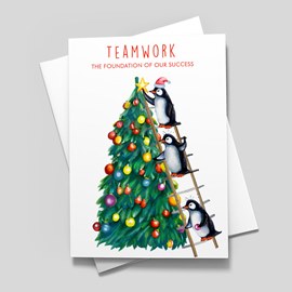 Decorating Penguins Holiday Card