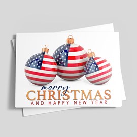American Flag Ornaments Christmas Card