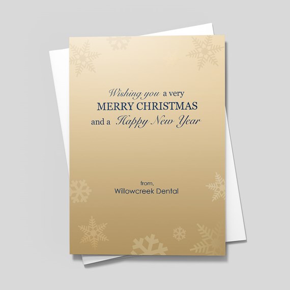 greeting card with snowflakes and holiday message