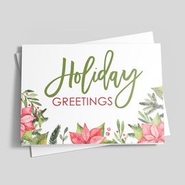 Pink Poinsettias Holiday Card