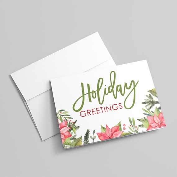greeting card with floral design and customizable text area