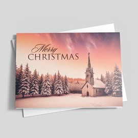 Festive Steeple In The Snow Christmas Card