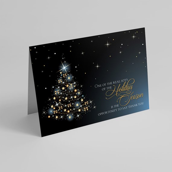 Christmas card with tree design and holiday text
