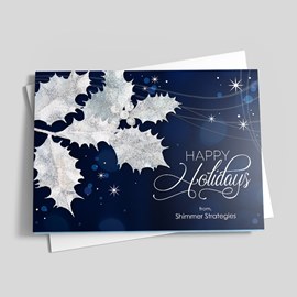 Shimmering Holly Holiday Card