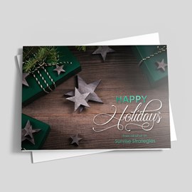 Festive Wood-Grain Folded Holiday Card