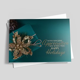Holiday Teal and Gold Greeting Card