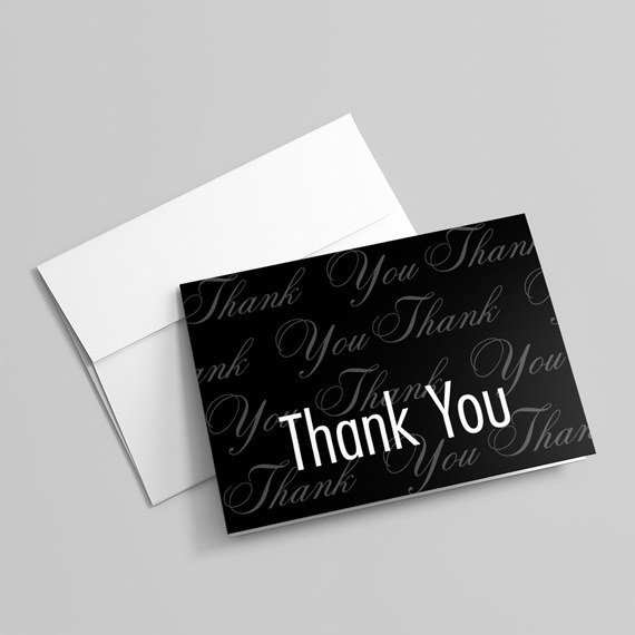 Modern Thank You Postcards  Black on White Paper - Pack of 10