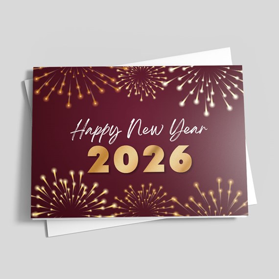 new year greeting card with fireworks and customizable text area