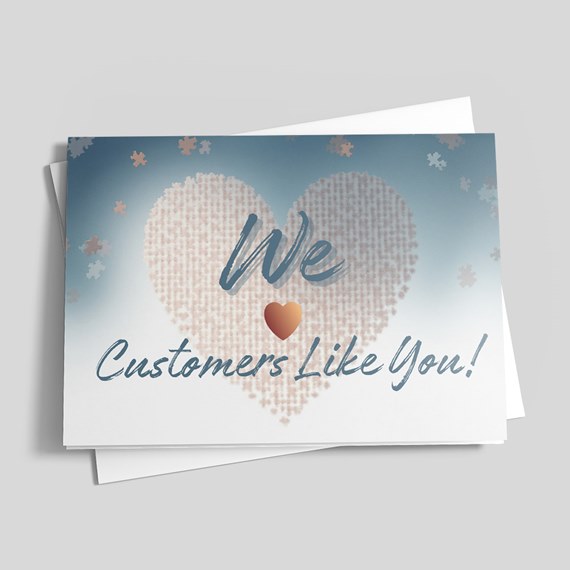 greeting card with heart design and text