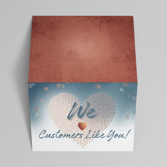 box with heart design and text