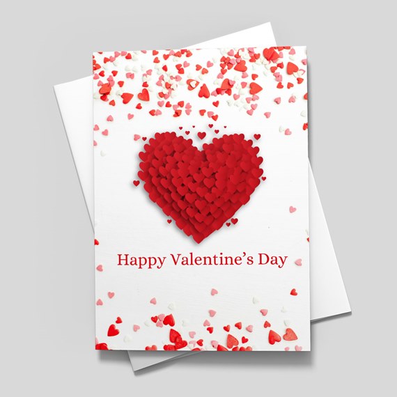 Valentine's Day card with heart design and customizable text area
