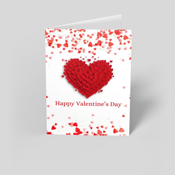 greeting card with heart design and customizable text area
