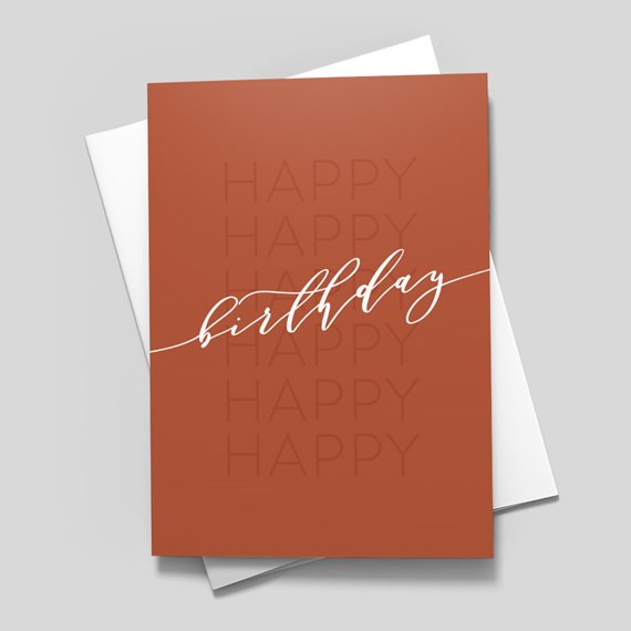 birthday card with cursive text