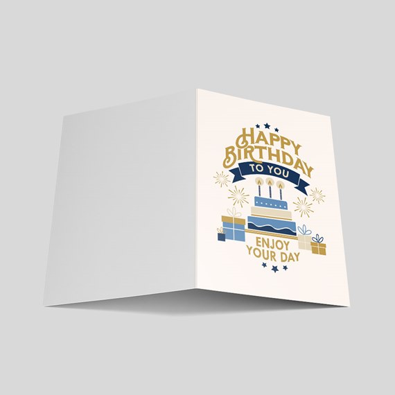 birthday card with cake and presents design