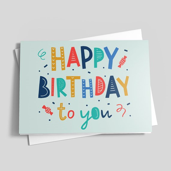 colorful birthday card with text and motifs