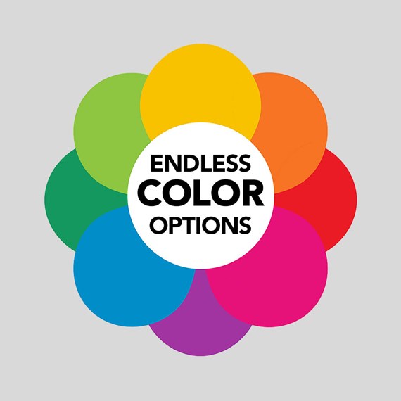 colorful circular design with text area