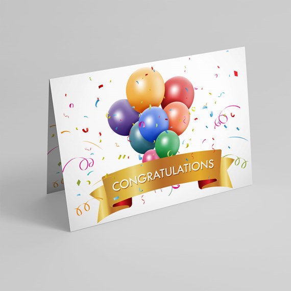 colorful balloons and confetti with congratulations text
