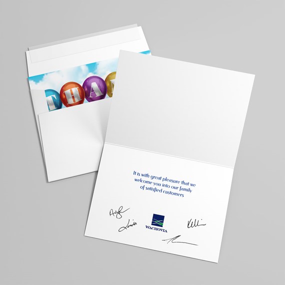 colorful thank you card with logo placeholder