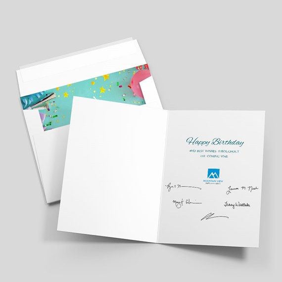 birthday card with colorful confetti and star design