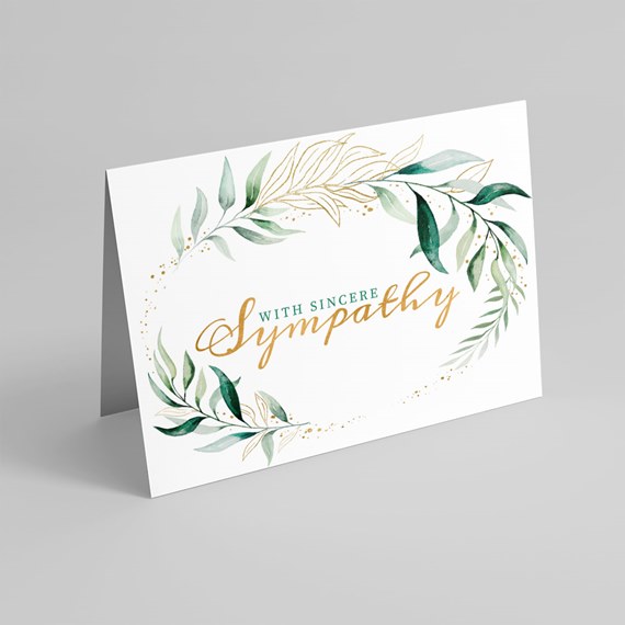 floral greeting card with text 'WITH SINCERE Sympathy'
