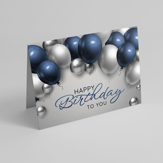 birthday card with balloons and text