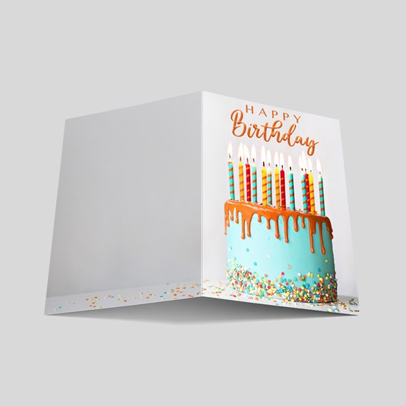 birthday card with cake and candles