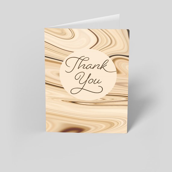 thank you card with marble design and customizable text area