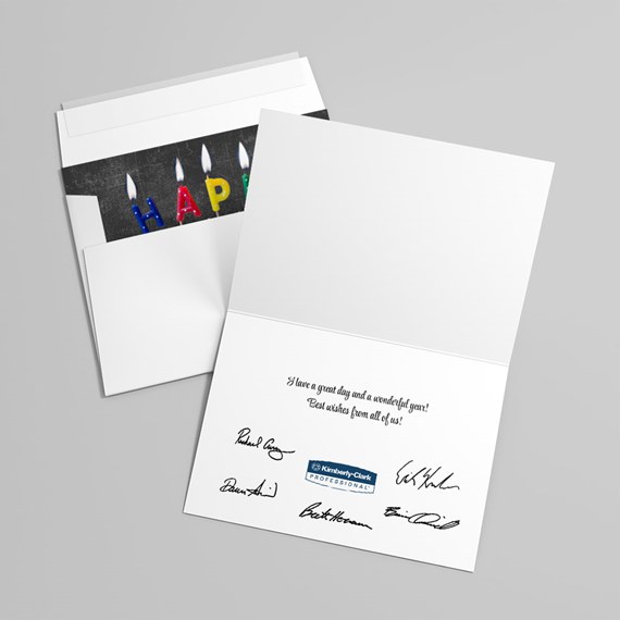 birthday greeting card with candles and text area