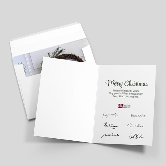holiday card with photo area and greeting