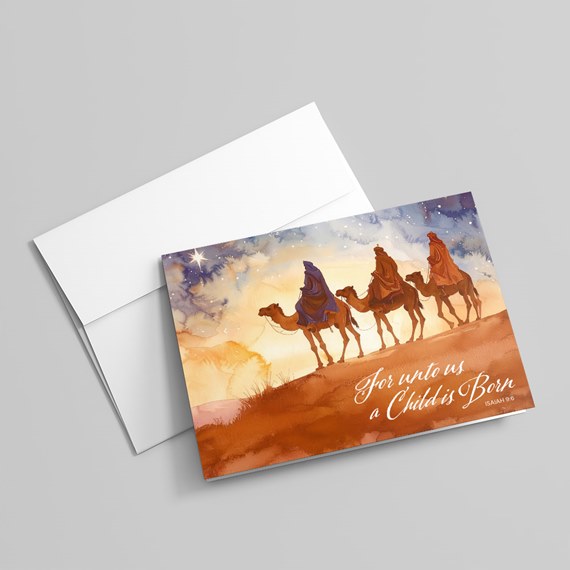 watercolor card with camels and text placeholder