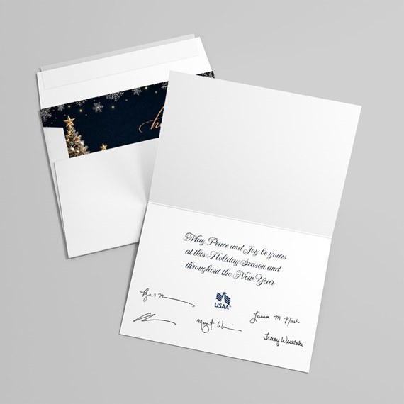 greeting card with decorative interior and printed message