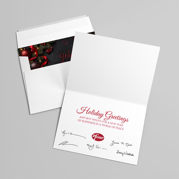 holiday card with festive design and logo placeholder