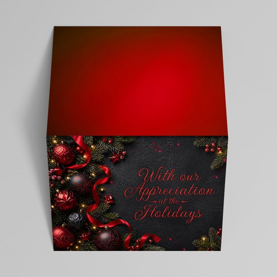 gift box with holiday design and text