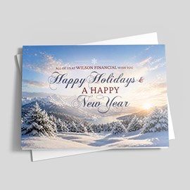 Mountain Snow Sunrise Holiday Card