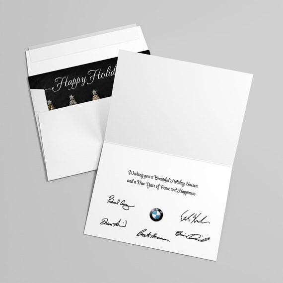 holiday card with customizable text area and photo placeholder